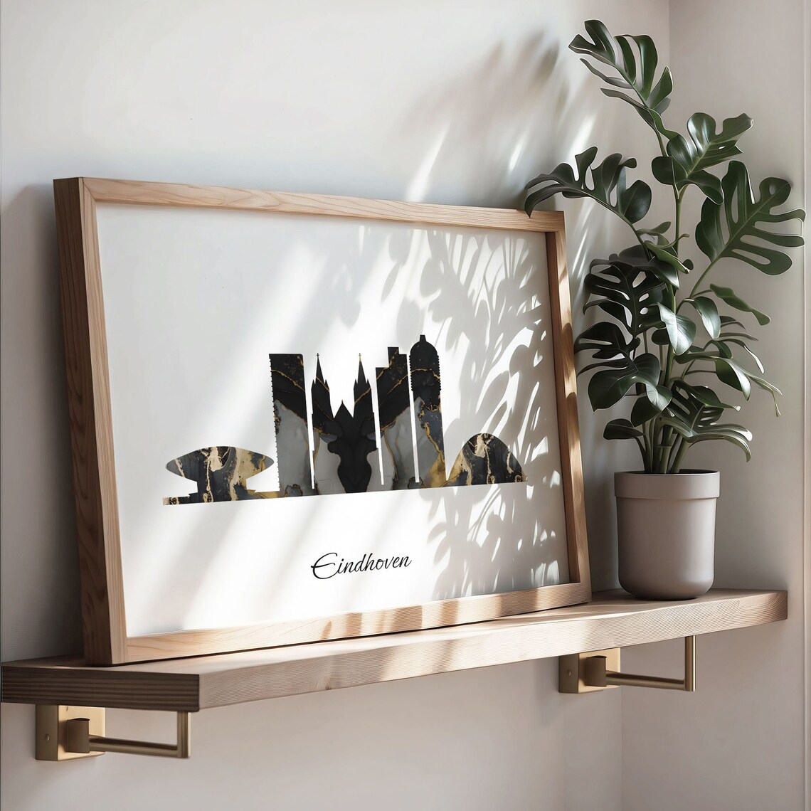 Eindhoven Netherlands Marble Skyline Black Gold Minimalist Cityscape Poster - Image 3
