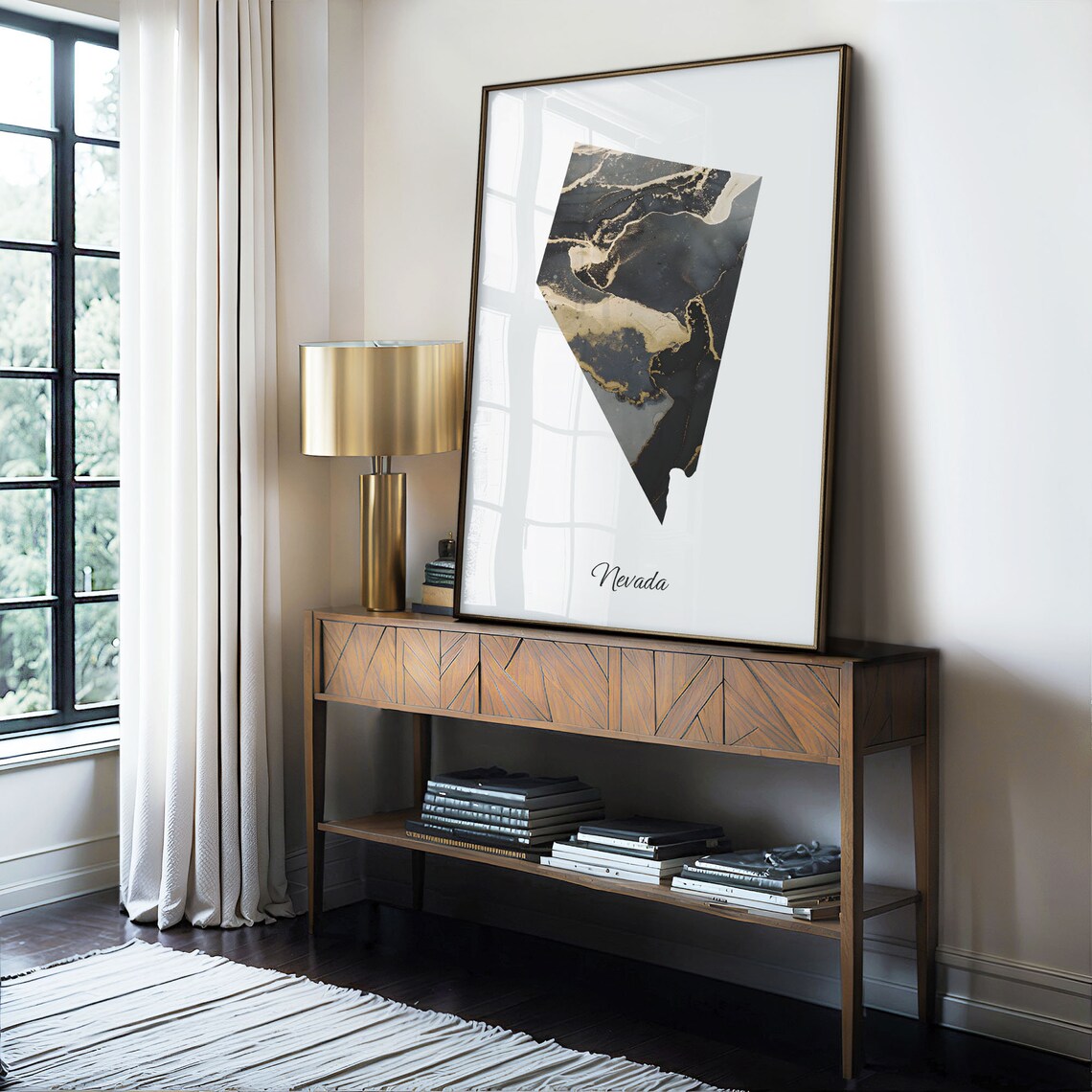Nevada Map Poster, Elegant Black And Gold Travel Poster - Image 4