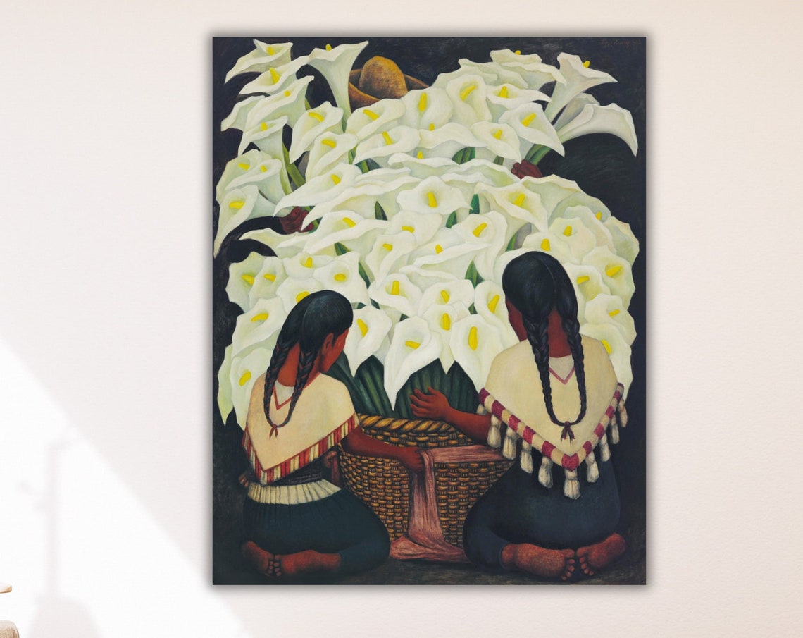 Diego Painting Print Art Famous Painting Diego Rivera The Flower Seller Family Print Art Exhibition Poster Flower Seller Poster Art