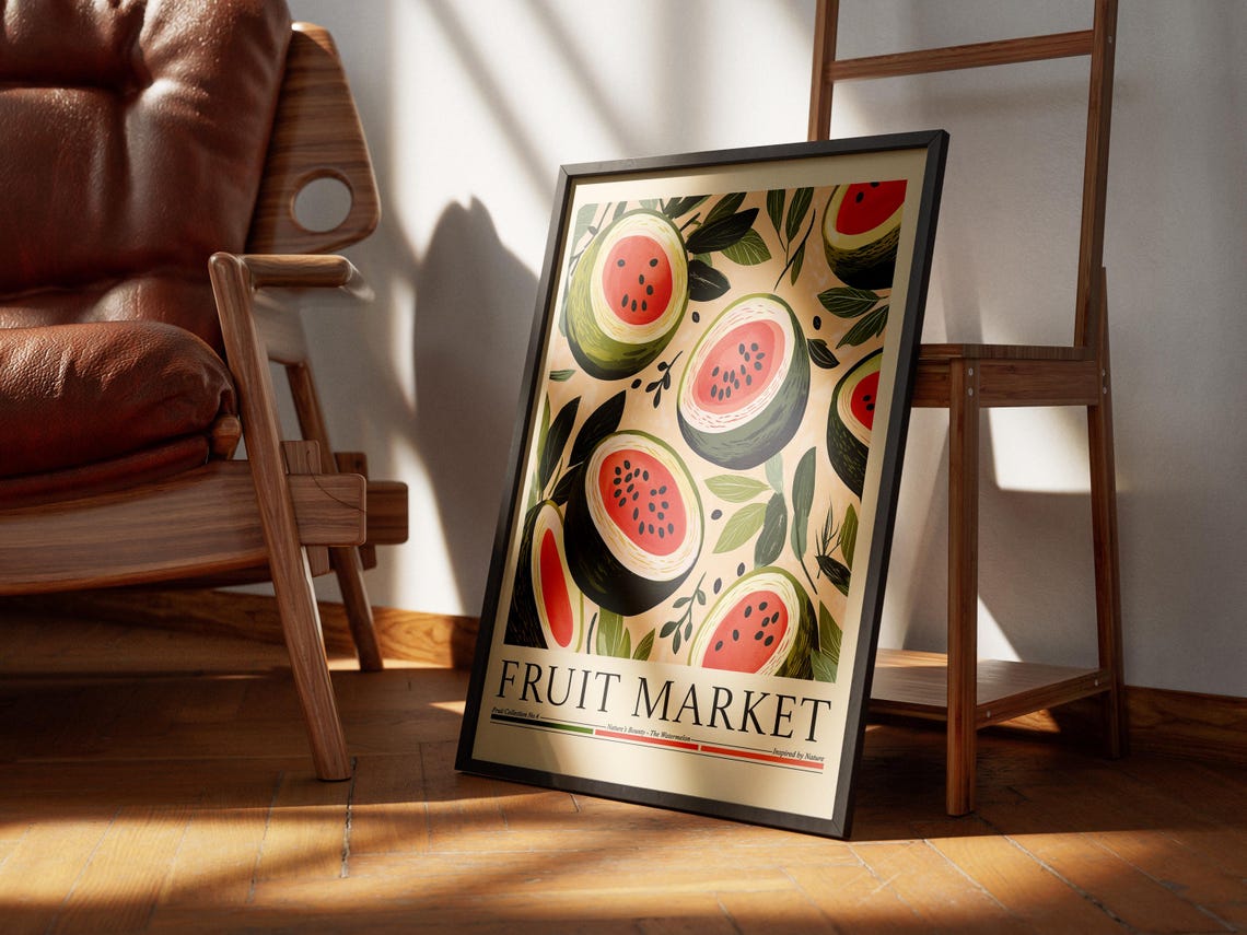 Watermelon Fruit Market Poster, Modern Abstract Fruit Art - Image 5