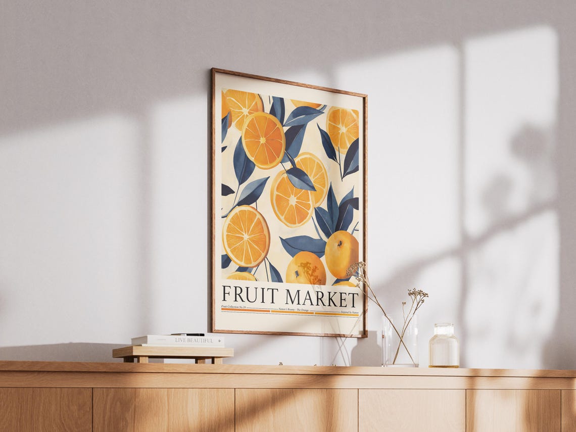 Orange Fruit Market, Kitchen Wall Decor - Image 2