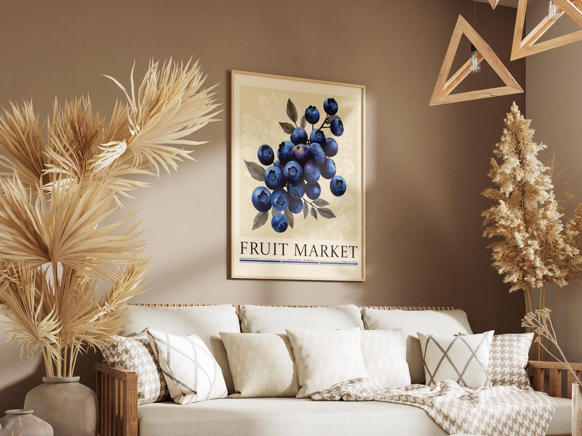 Blueberry Fruit Market, Modern Abstract Kitchen Art - Image 6