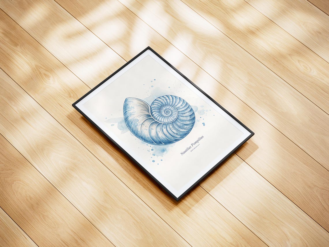 Watercolor Seashell Print, Coastal Antique Drawing - Image 2