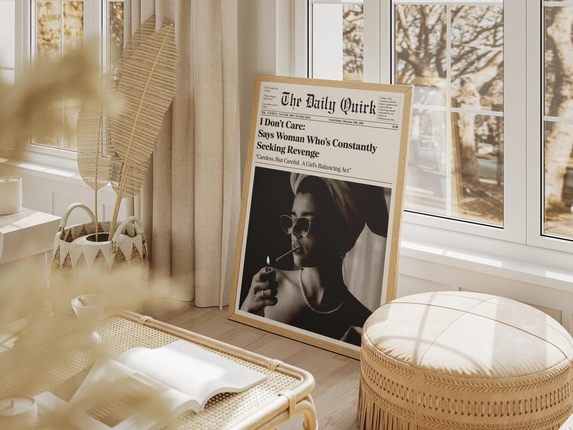 Trendy Newspapers Print, Vintage Preppy Decor - Image 3