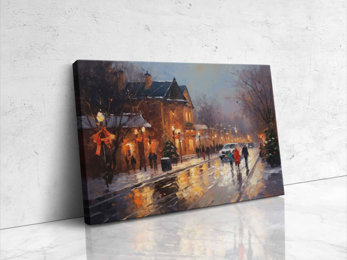 Frankenmuth Christmas Main Street Oil Painting Art Print - Image 4