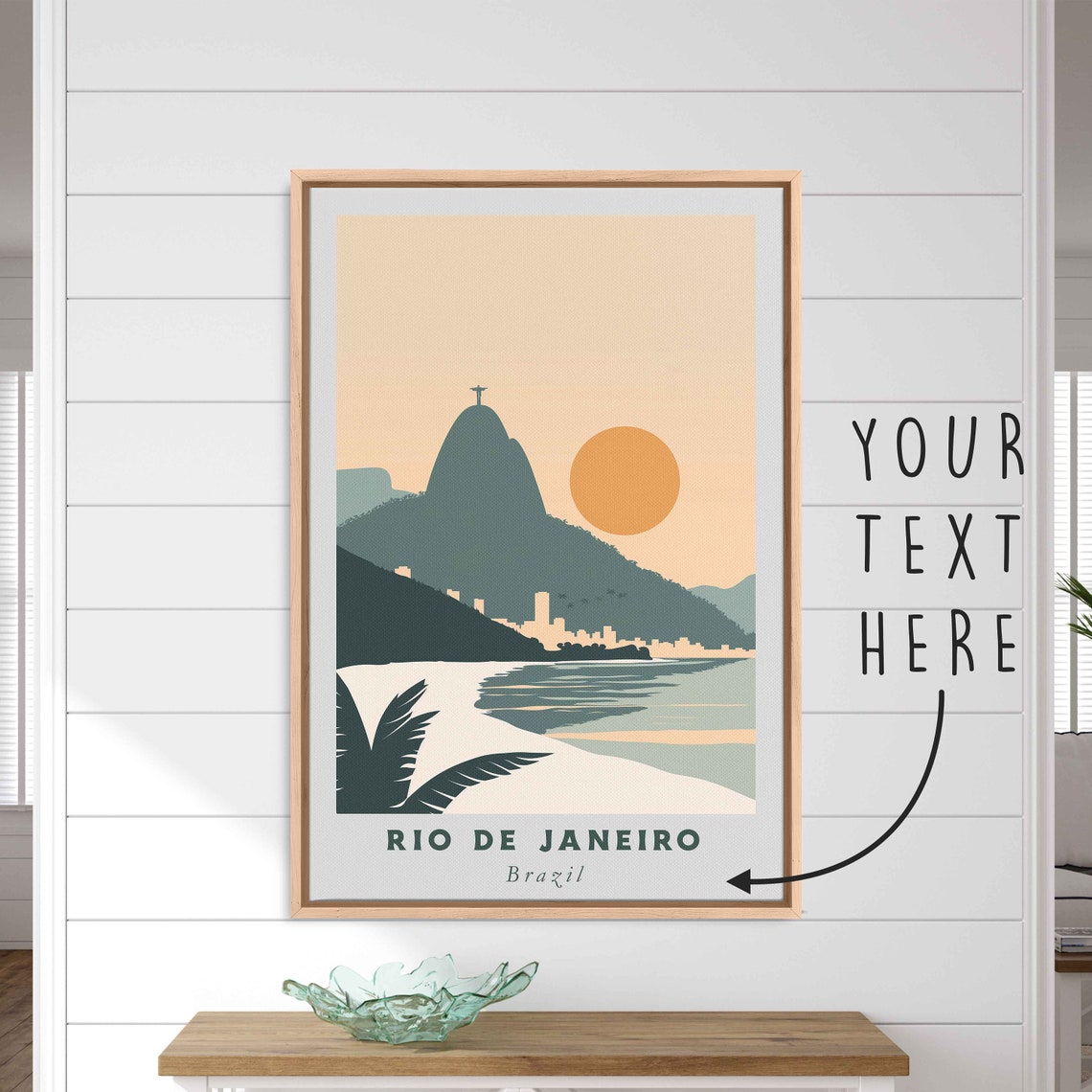 Rio De Janeiro Brazil Beach Sunset Mountain Coast Minimal Art Poster