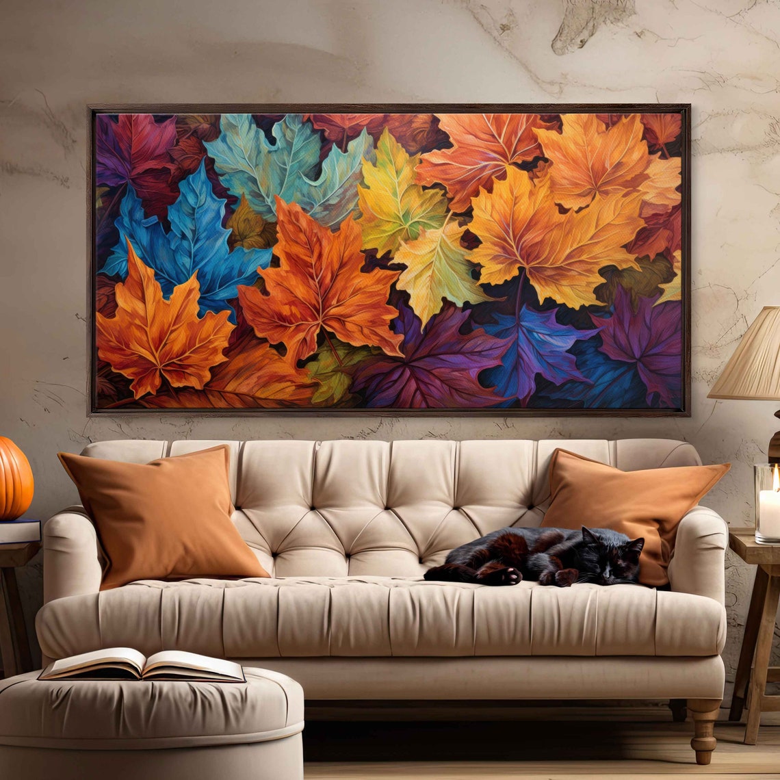 Autumn Maple Leaves Rainbow Colors Fall Foliage Panoramic Wall Art