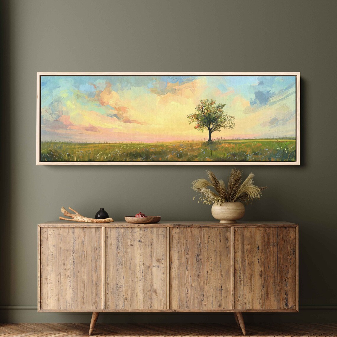 Minimalist Meadow Landscape Watercolor Art Print