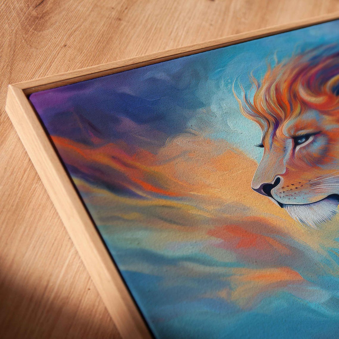 Majestic Lion Flowing Mane Abstract Color Waves Ethereal Art Poster - Image 2