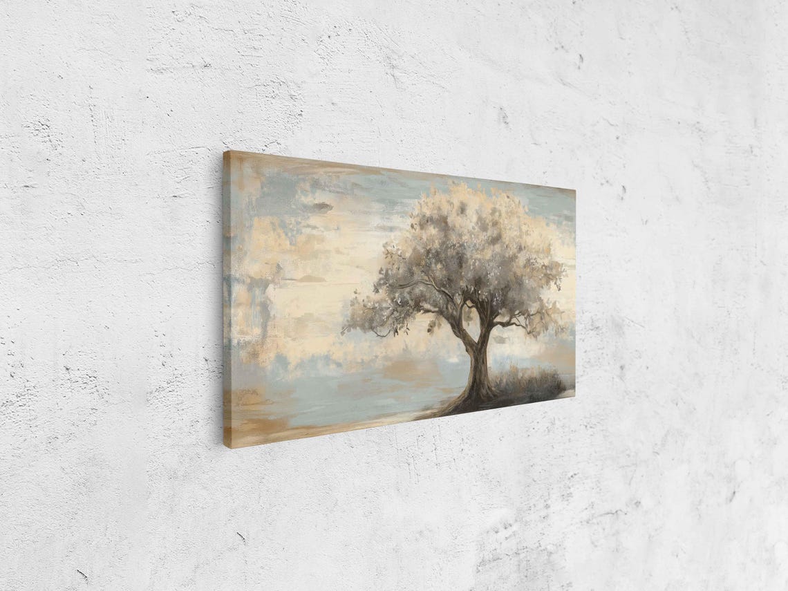 Serene Blossom Tree Watercolor Painting Soft Neutral Tones Art Poster - Image 4