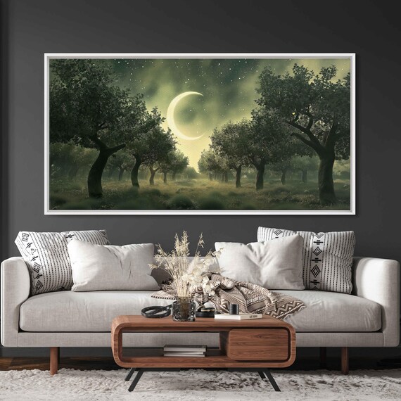 Mystical Orchard, Shimmering Fruit Trees Fantasy Landscape