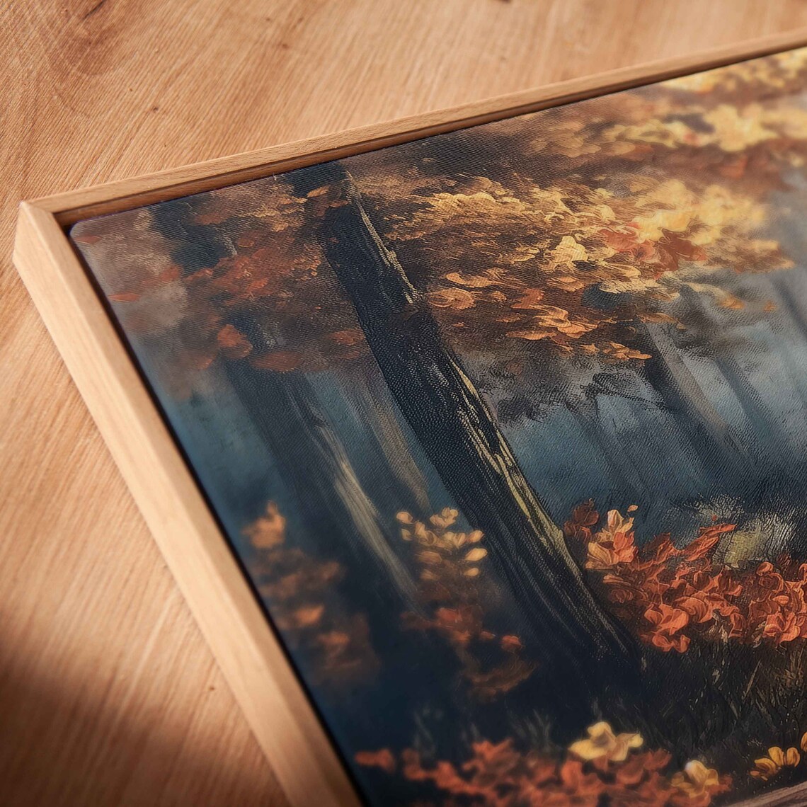 Serene Wooded Pathway, Fall Leaves Forest Art Print - Image 2
