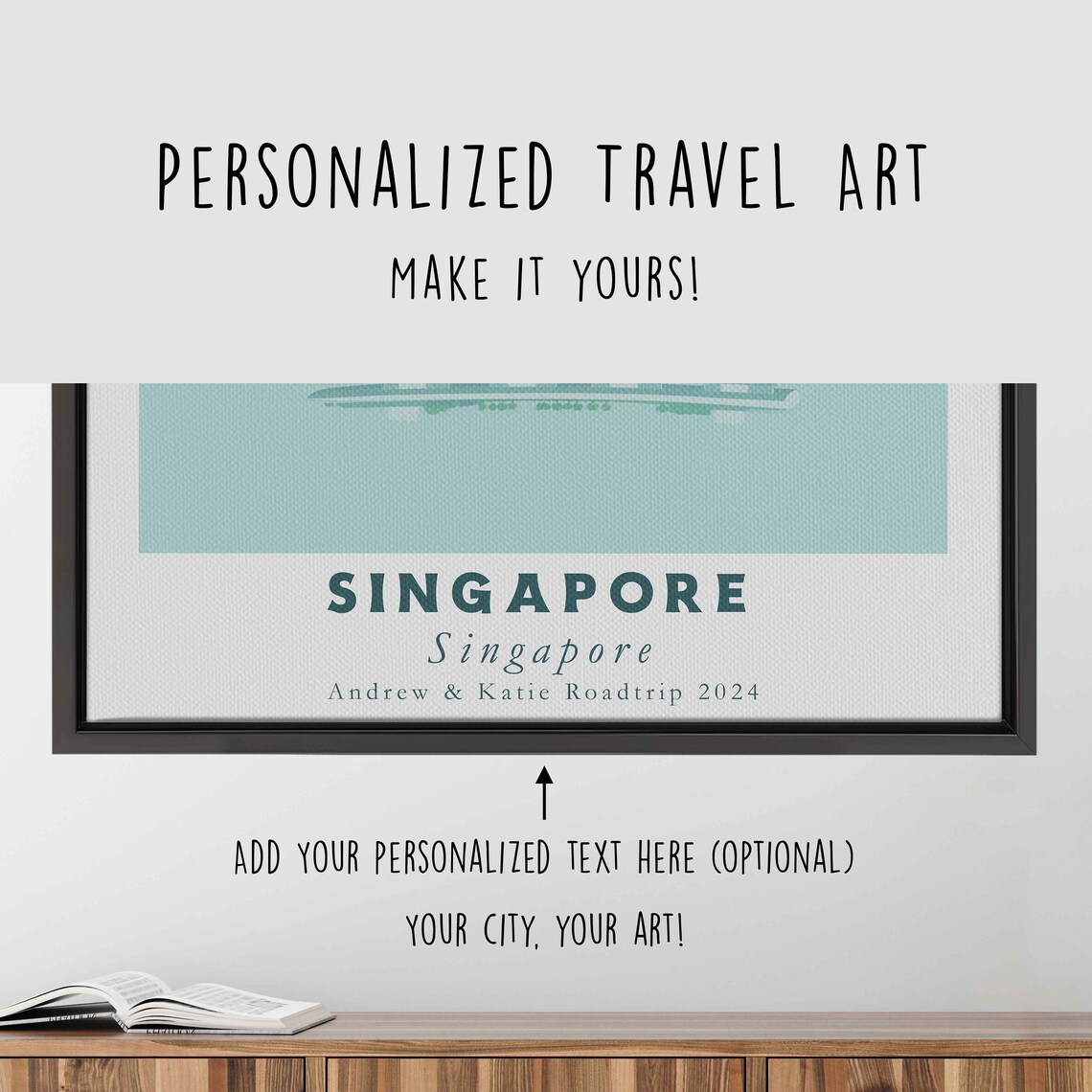 Singapore Marina Bay Sands Skyline Vintage Travel Illustration Poster - Image 4
