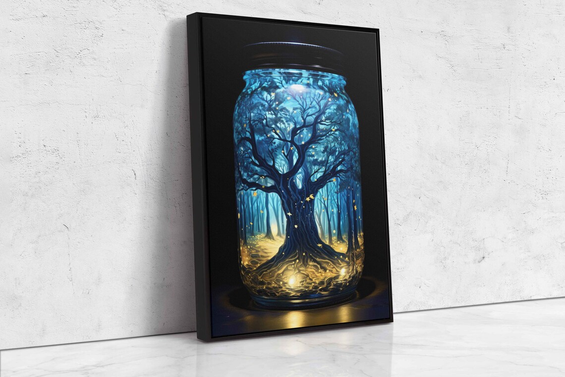 Magical Tree In A Jar Fireflies Enchanted Forest Framed Print Ready To Hang - Image 4