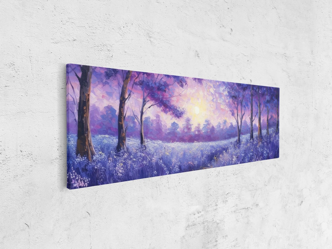 Lavender Field Panoramic Wall Art Painting Reproduction Print Colorful Starry Night Sky - Image 4