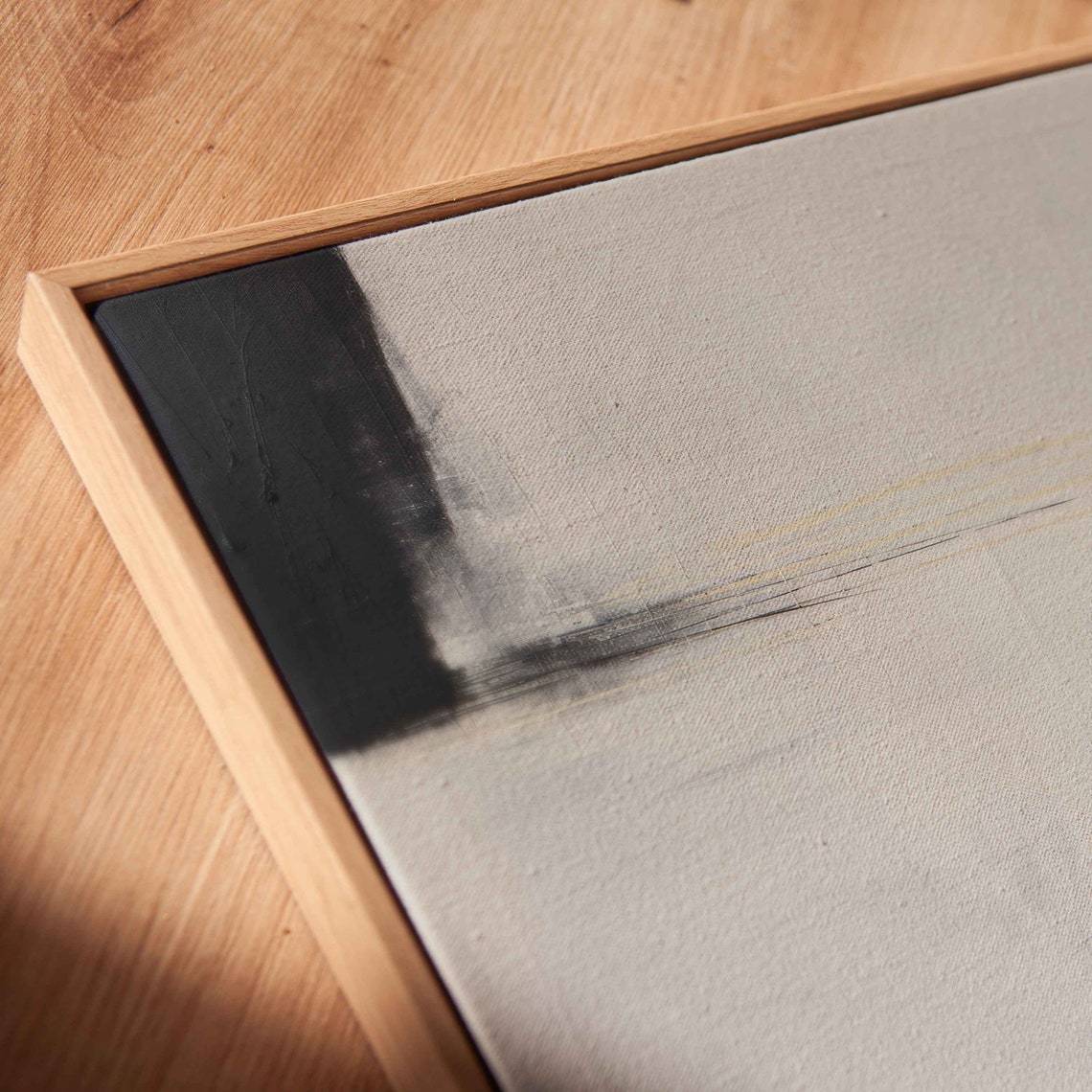 Monochrome Abstract Black White Brushstroke Modern Painting Poster - Image 2