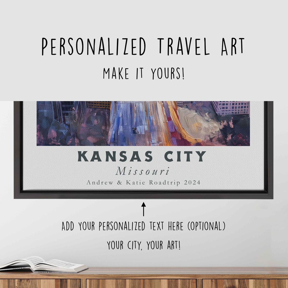 Kansas City Missouri Acrylic Painting Travel Art Framed Wall Art Framed Fine Art Poster Paper Print Travel Home Decor - Image 4
