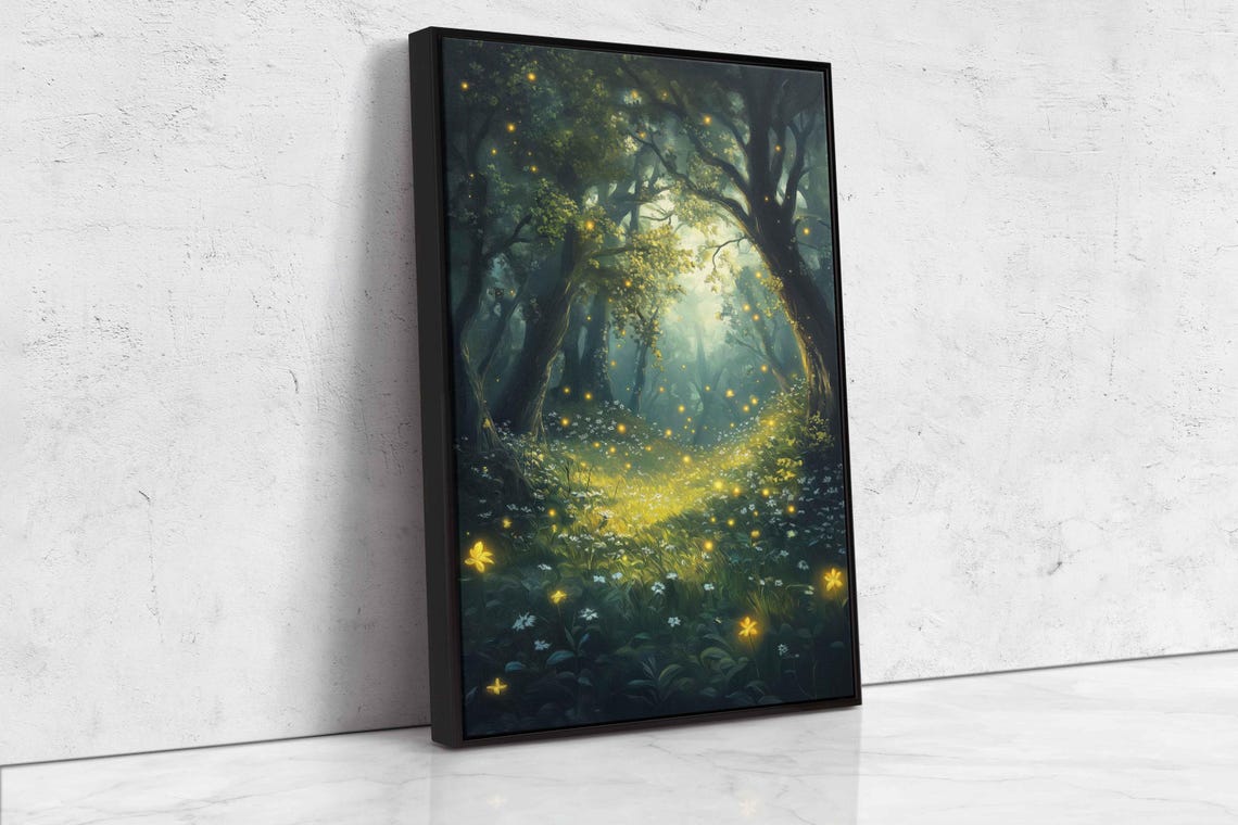 Enchanted Forest Glade Fireflies Magical Twilight Woods Poster - Image 4