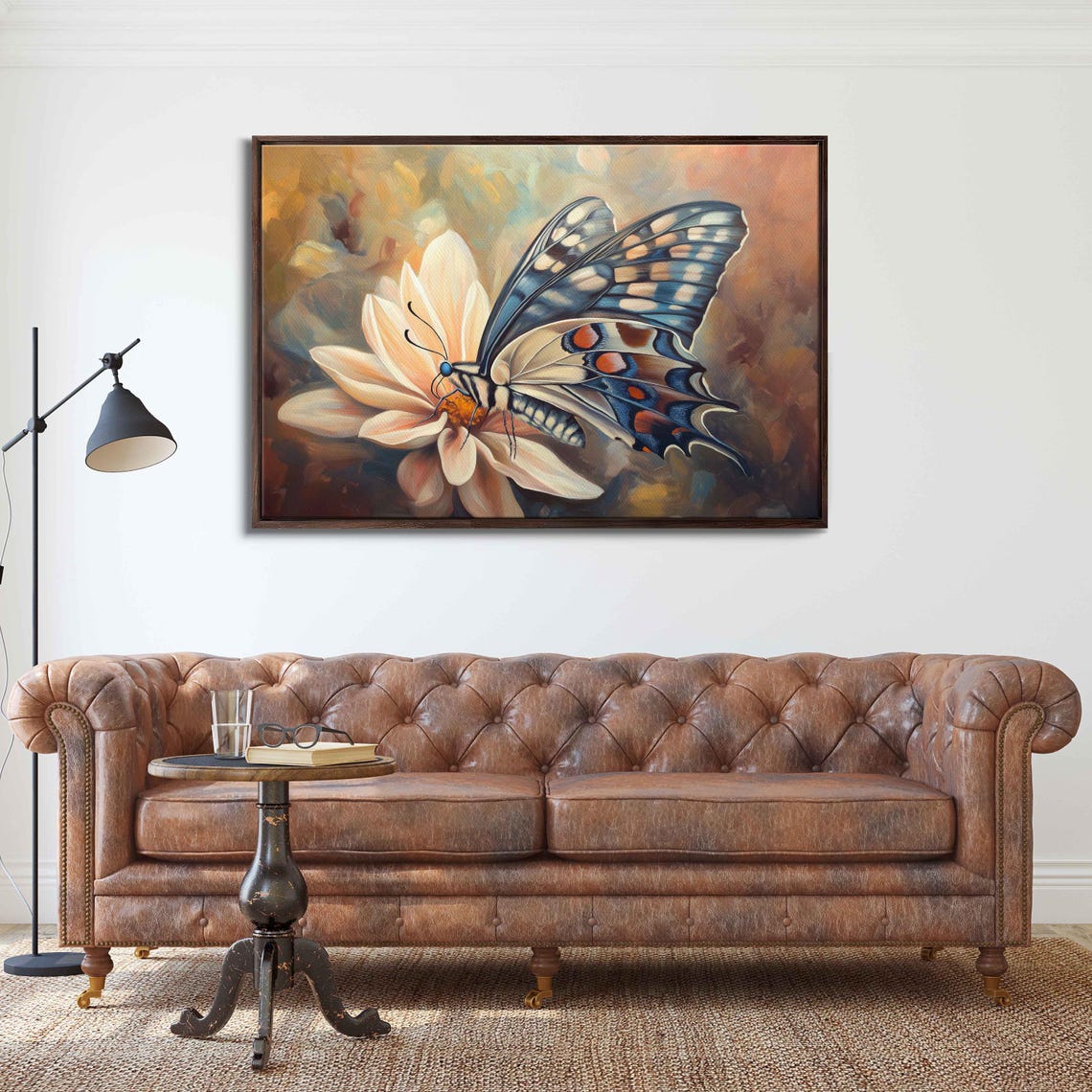 Swallowtail Butterfly On Flower Painterly Nature Wall Art Print