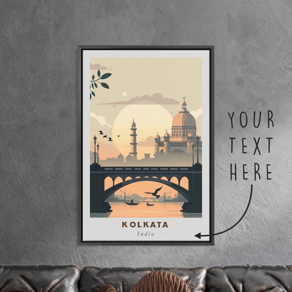 Kolkata India Acrylic Painting Travel Art Framed Wall Art Framed Fine Art Poster Paper Print Travel Home Decor