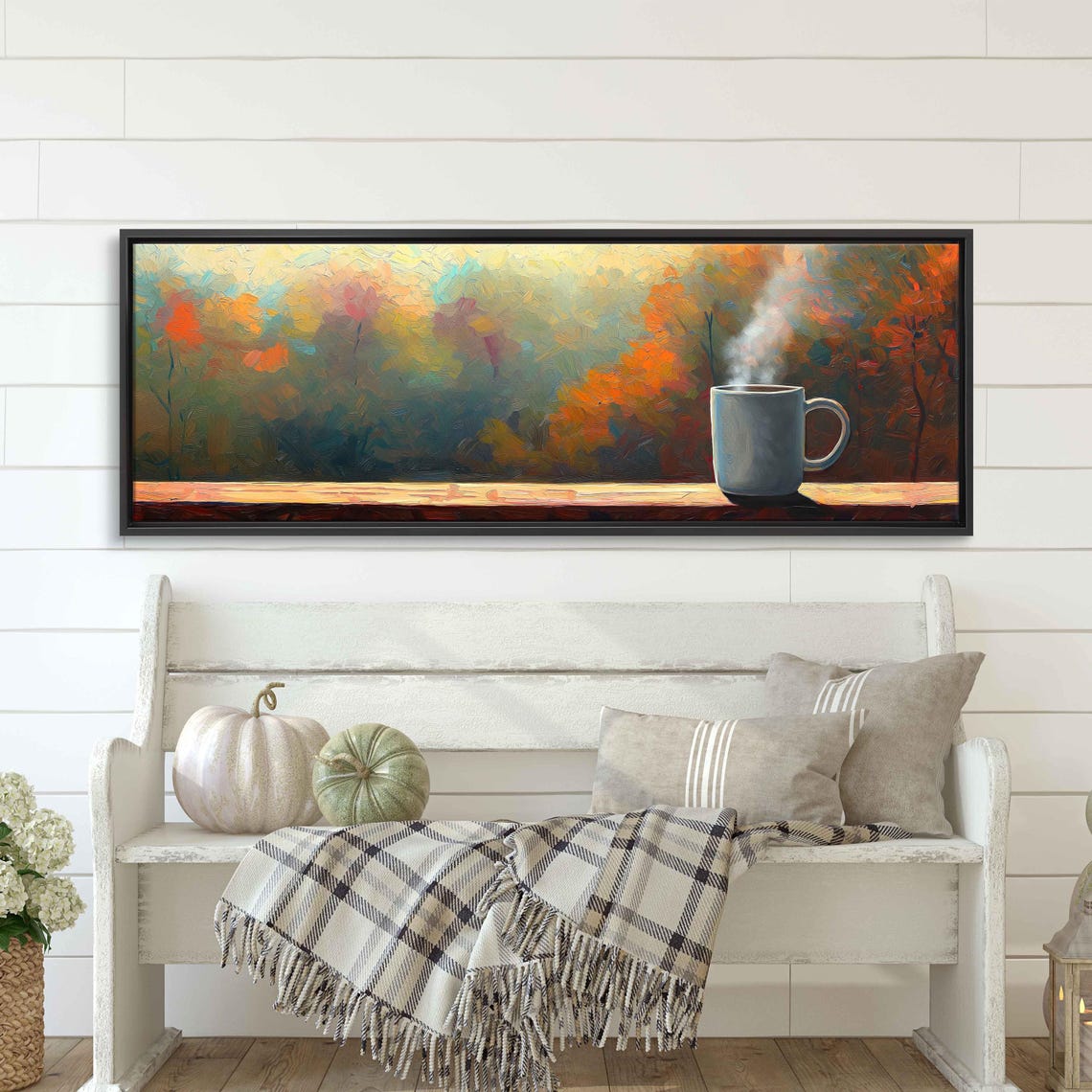Steaming Mug On Windowsill With Misty Autumn Forest View Print - Image 3