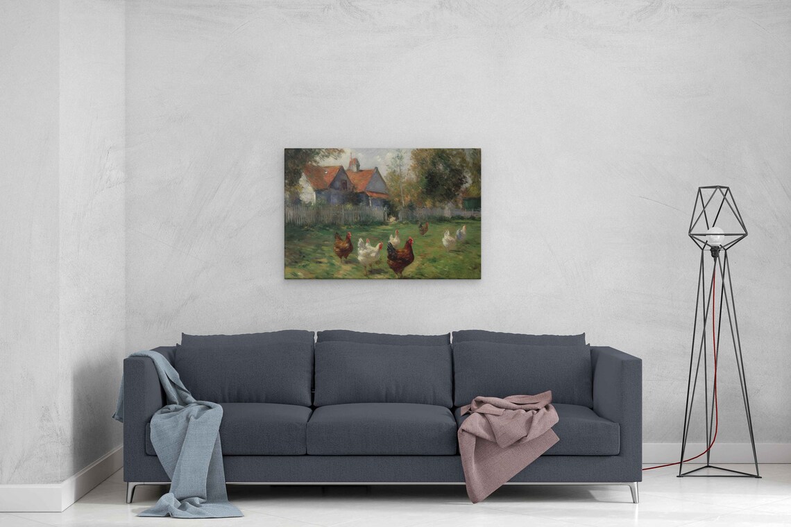 Chickens on a Farm, Post-Impressionism Art Print - Image 3