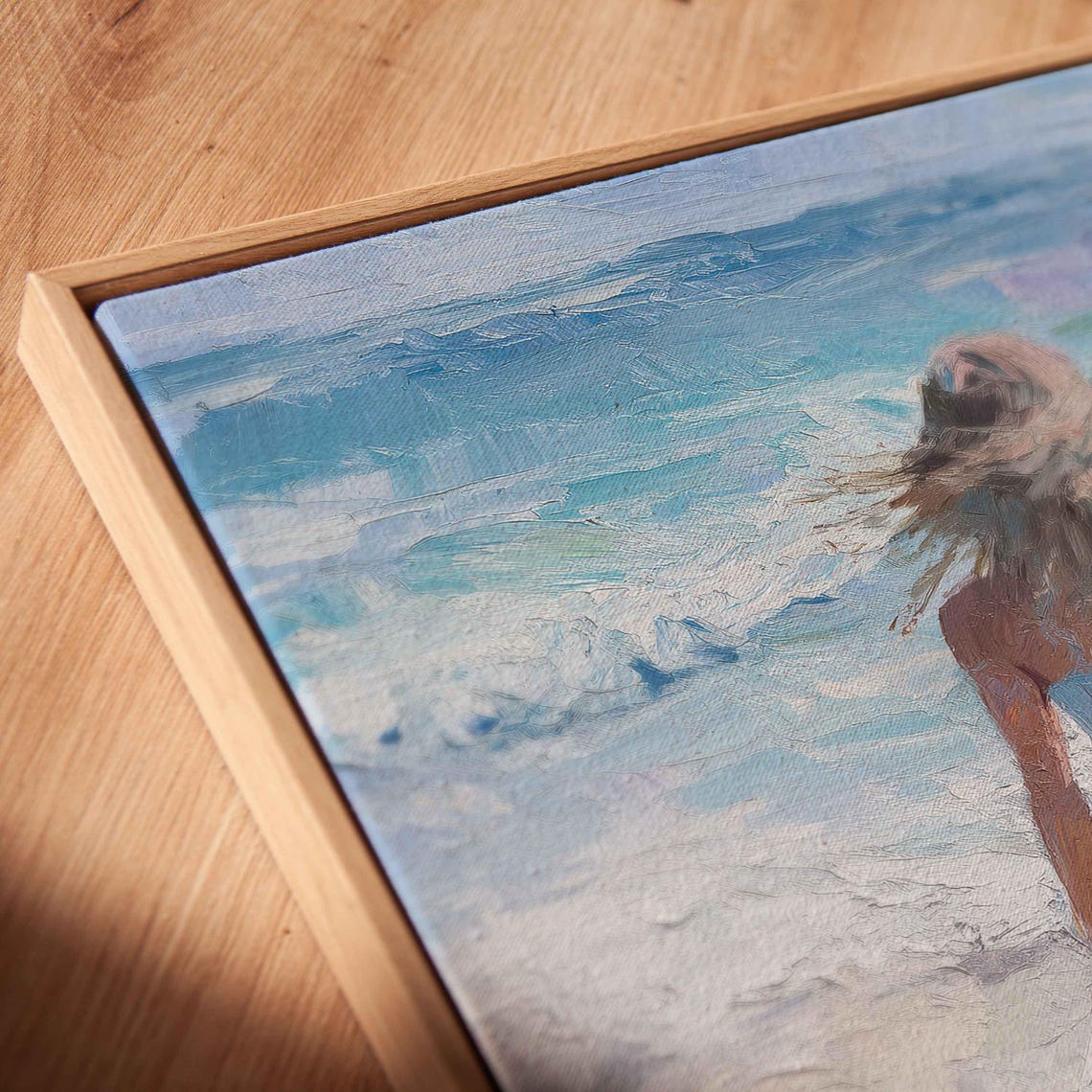 Surfer Walking Into Ocean From Sandy Beach Wall Art Print Tropical Island Gift For Surfer Blue Water Ready To Hang - Image 2