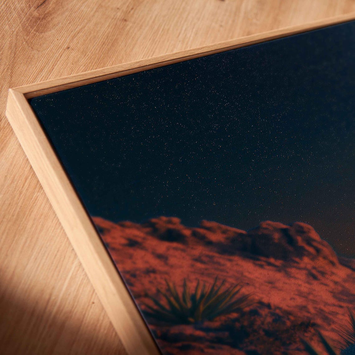 Glowing Rainbow Agave Under Starry Desert Night Sky Art Poster - Image 2