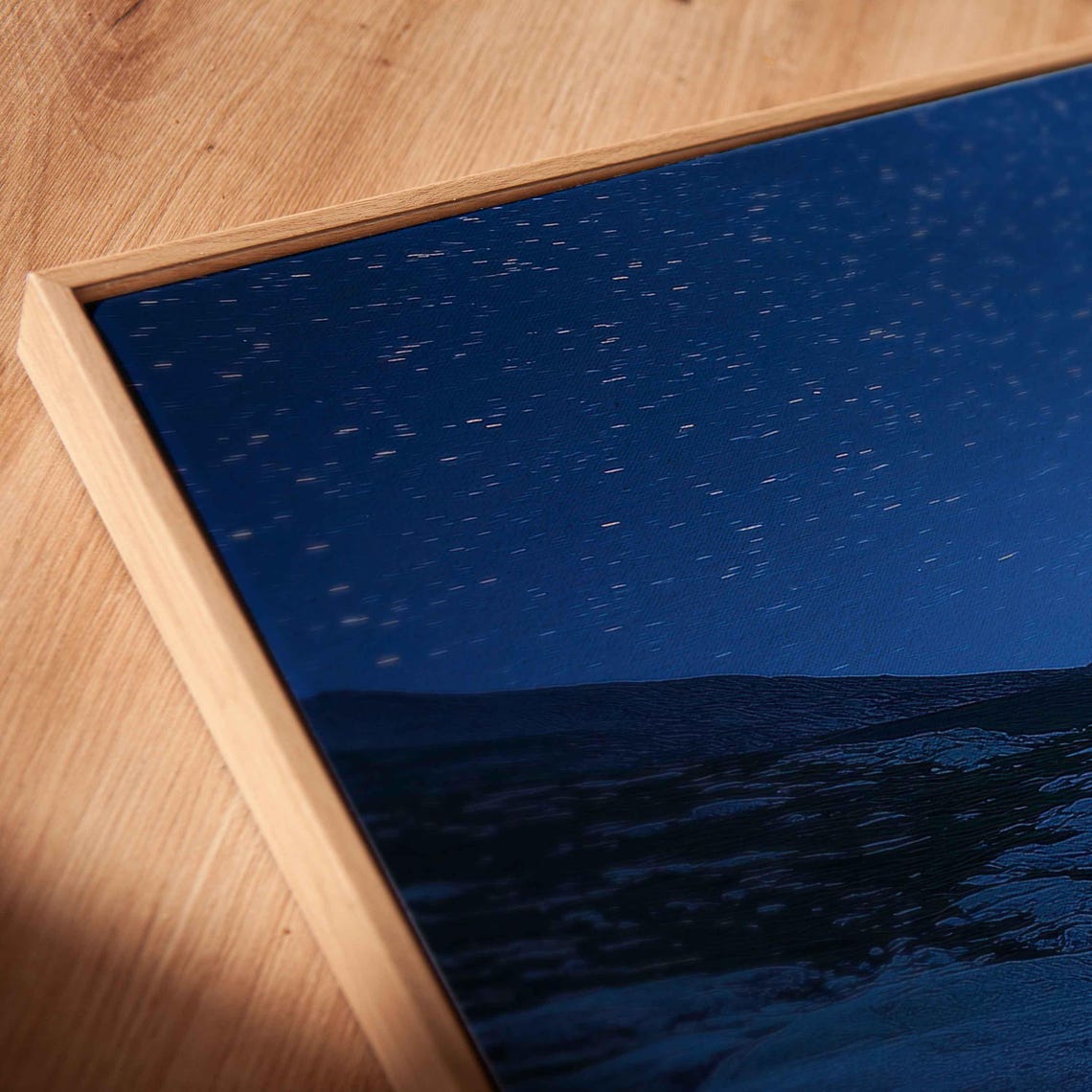 Moonlit Mountains Mirrored In A Still Night Lake Panoramic Poster - Image 2