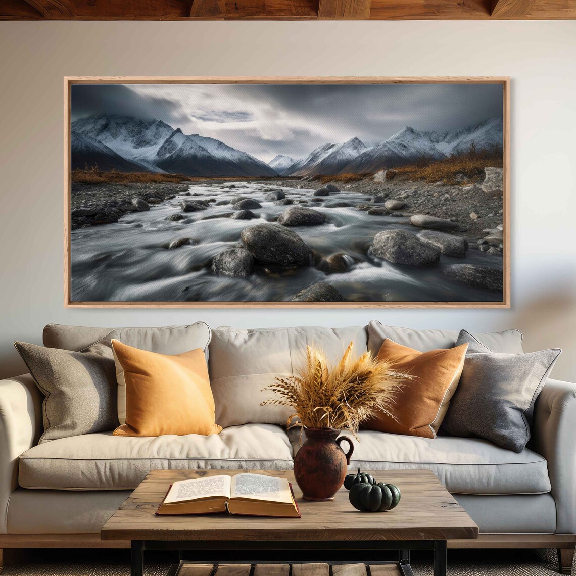 River Mountain Landscape Long Exposure Hdr Photography High Resolution Framed Print Ready To Hang - Image 3