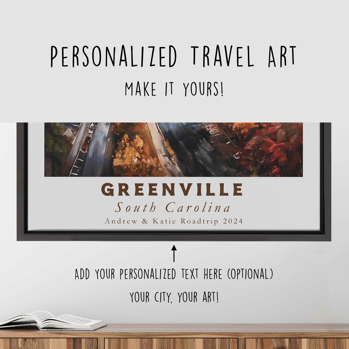 Greenville South Carolina Acrylic Painting Travel Art Framed Wall Art Framed Fine Art Poster Paper Print Travel Home Decor - Image 4