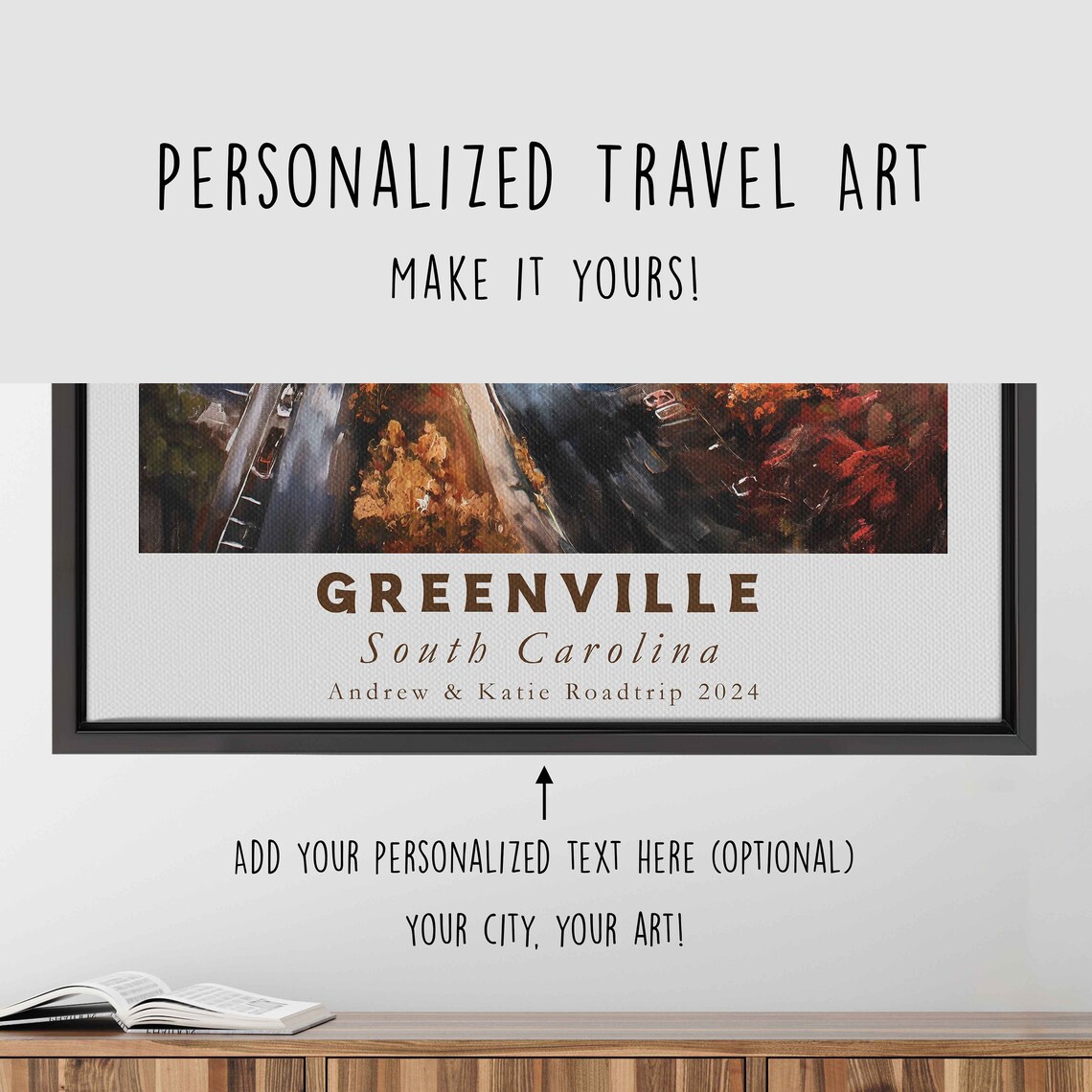 Greenville South Carolina Autumn River Aerial Moody Fall Art Poster - Image 4