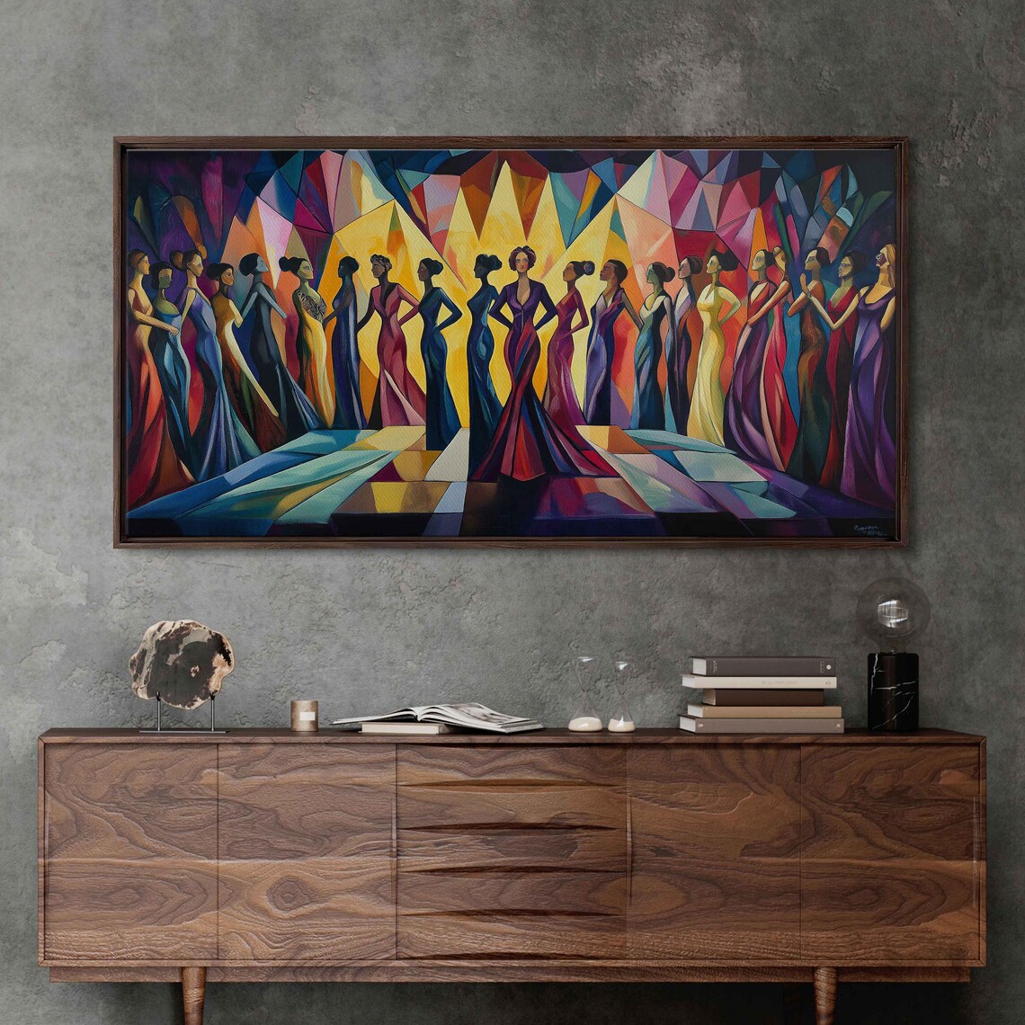 Art Deco Fashion Show Runway Women in Gowns Glamorous Poster