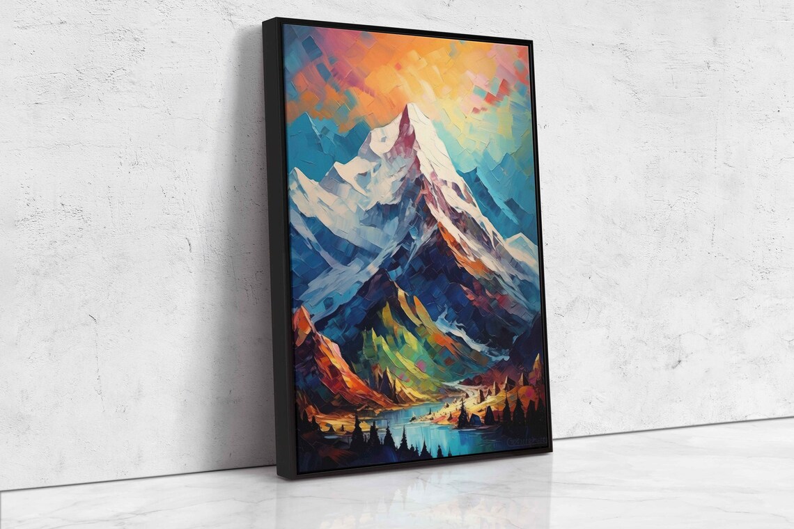 Colorful Watercolor Mountain Landscape Art Print - Image 4