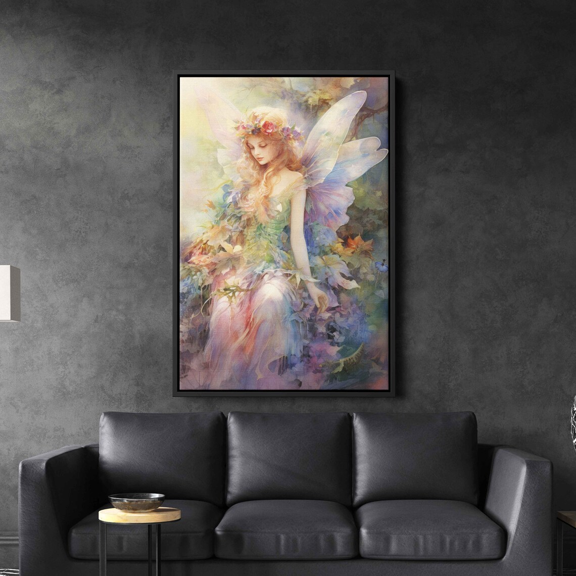 Enchanted Watercolor Fairy Colorful Magical Wings Floral Fantasy Print - Image 2