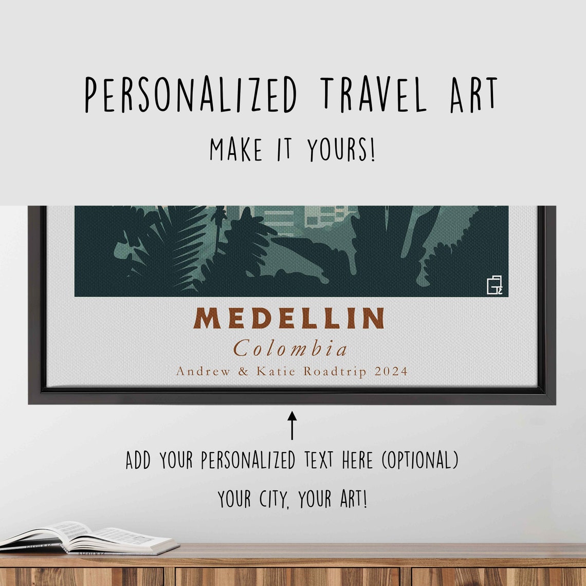 Medellin Colombia Valley Skyline Palms Mountain Sunset Travel Poster - Image 4