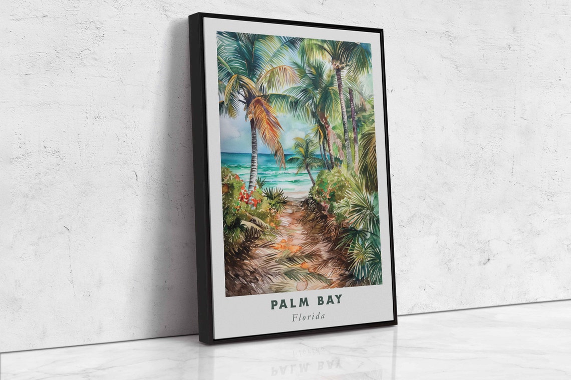 Palm Bay Florida Tropical Beach Path Palm Trees Ocean View Poster - Image 2