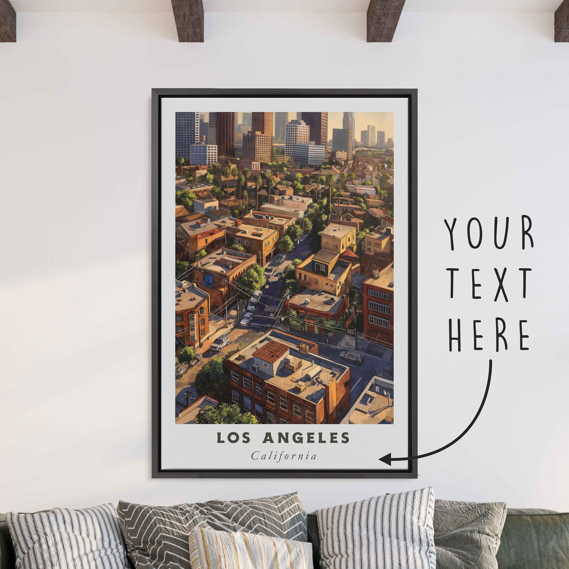 Los Angeles California Acrylic Painting Travel Art Framed Wall Art Framed Fine Art Poster Paper Print Travel Home Decor