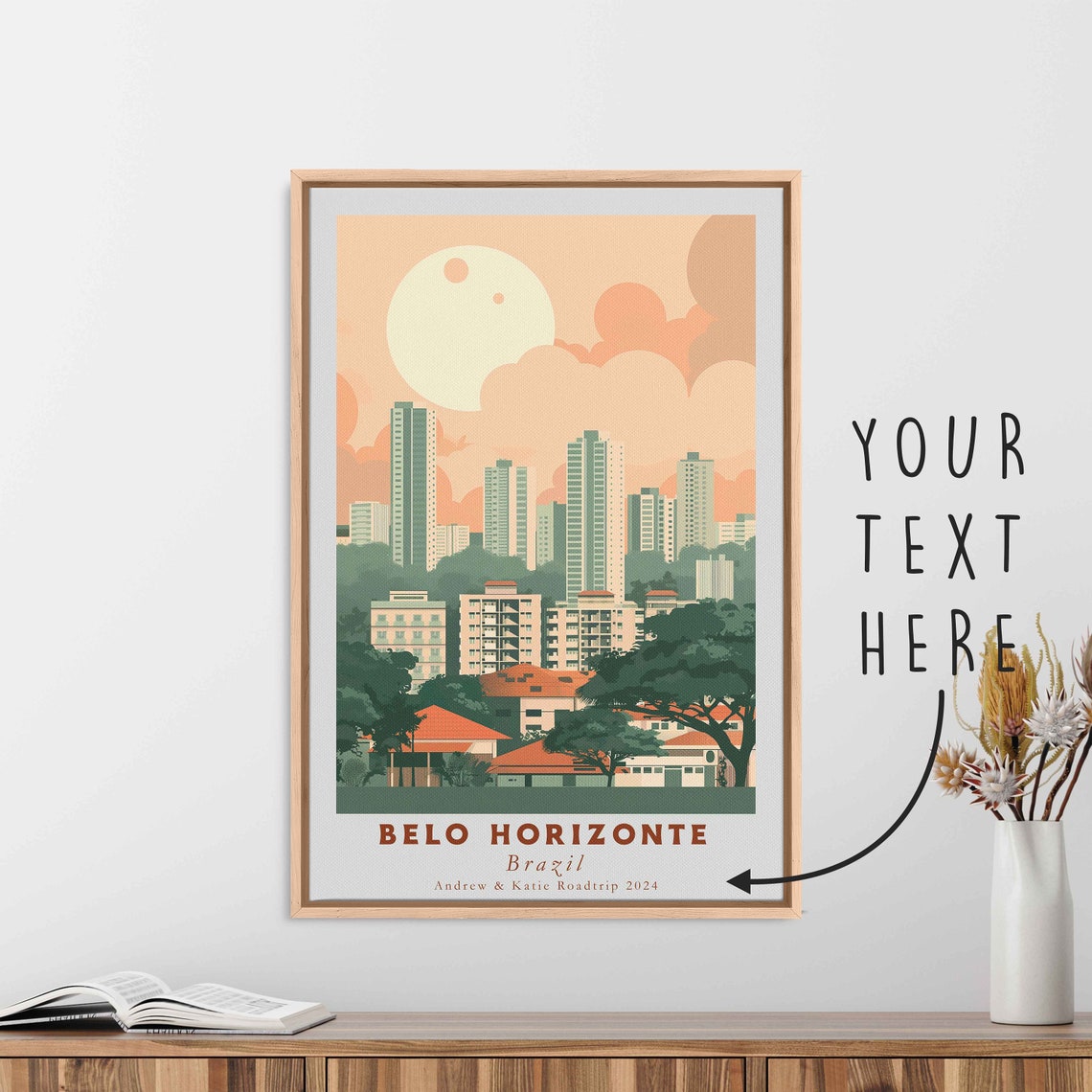Belo Horizonte Brazil High Rise Skyline Sunset City Travel Poster - Image 3
