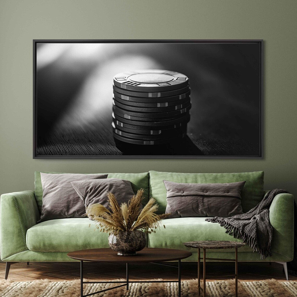 Stack Of Poker Chips Wall Art Print Man Cave Decor Gift For Him Playing Cards Ready To Hang - Image 3