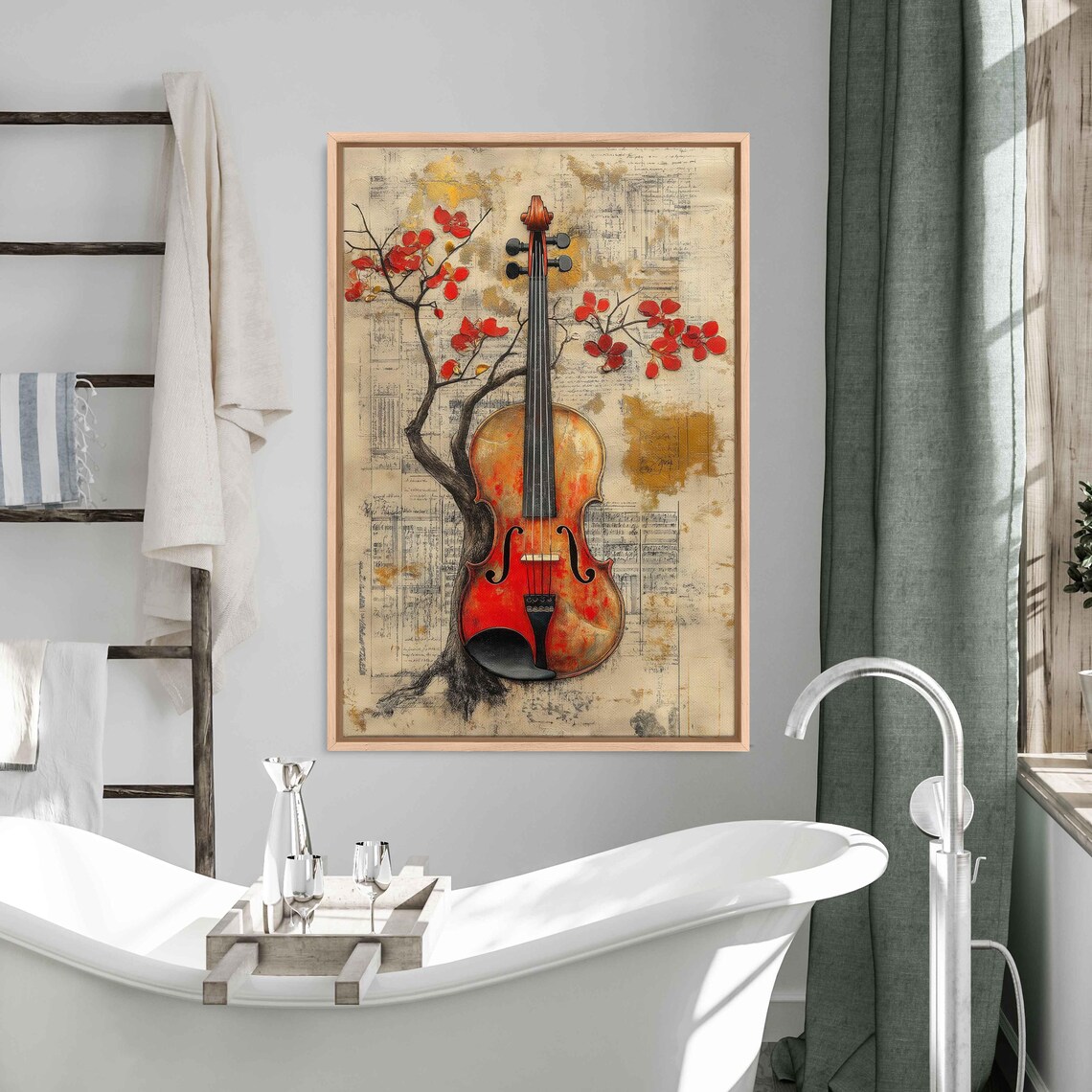 Violin Shaped Tree Magic Art Print, Whimsical