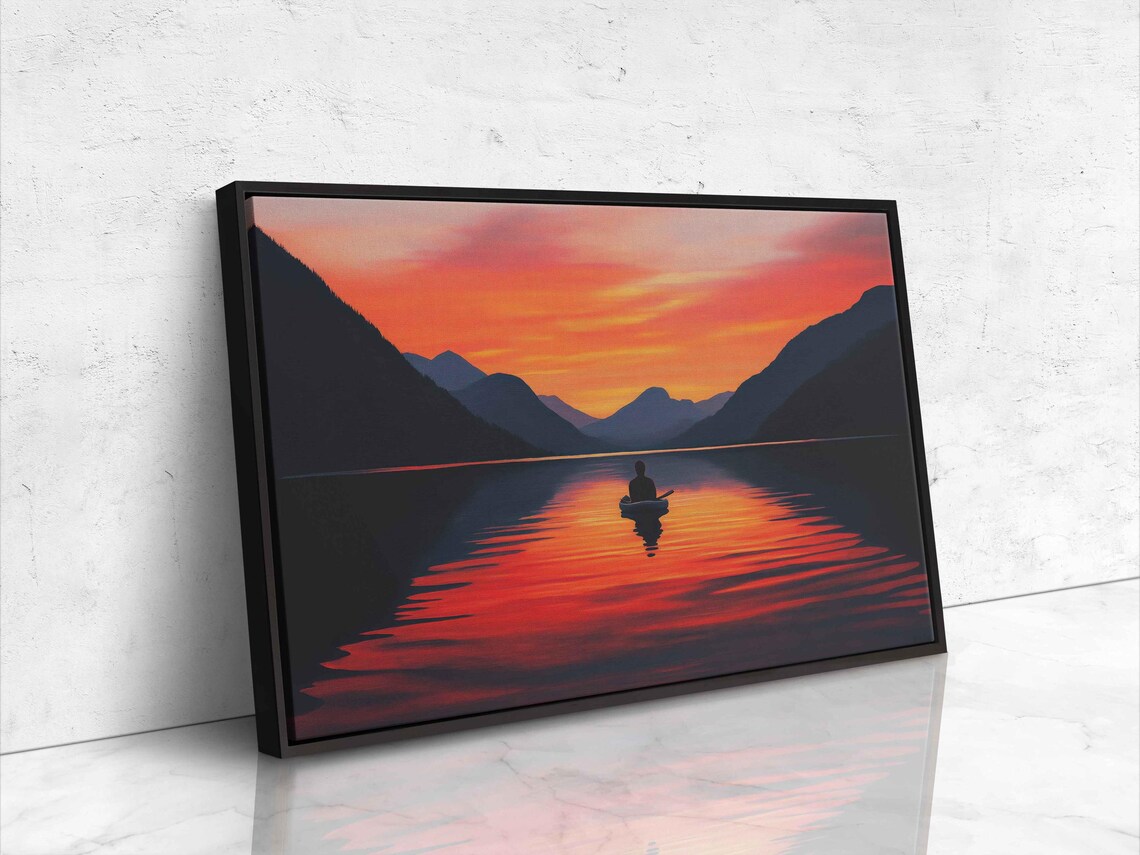 Serene Sunset Over Lake, Tranquil Reflection - Image 4