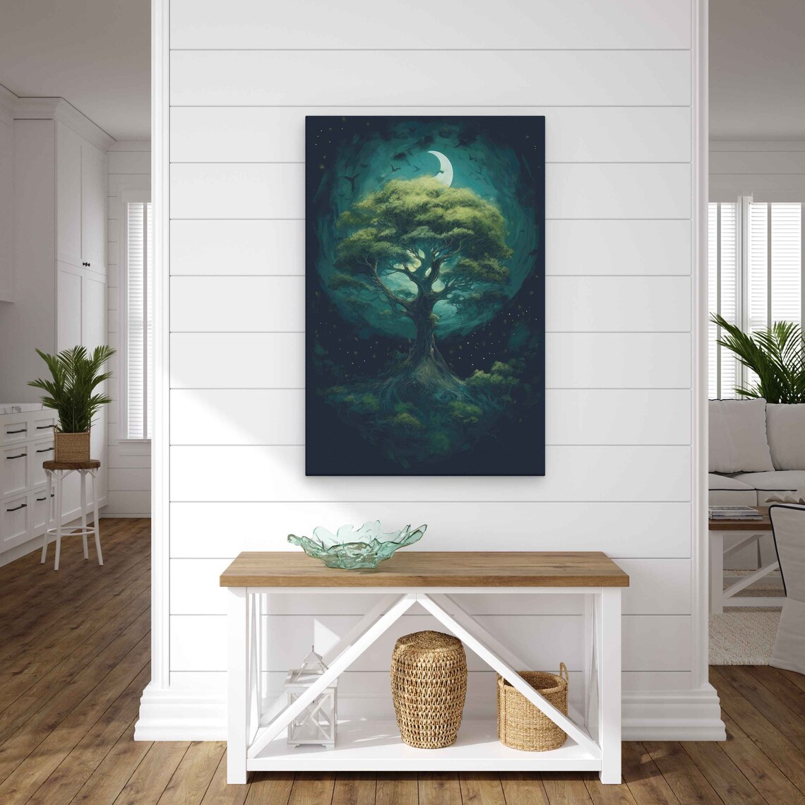 Tree In The Moonlight Framed Print Cool Wall Art Living Room Decor - Image 2