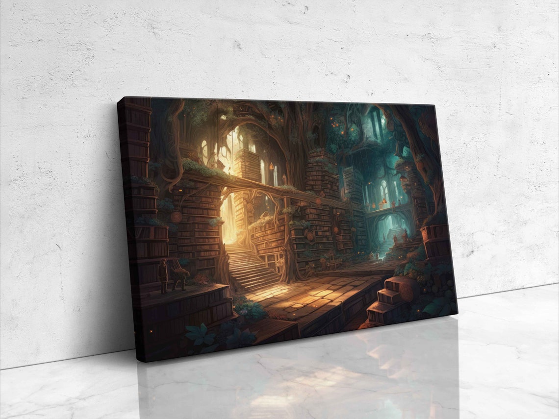 Magical Treehouse Library Forest Bookshelves Fantasy Wall Poster - Image 4