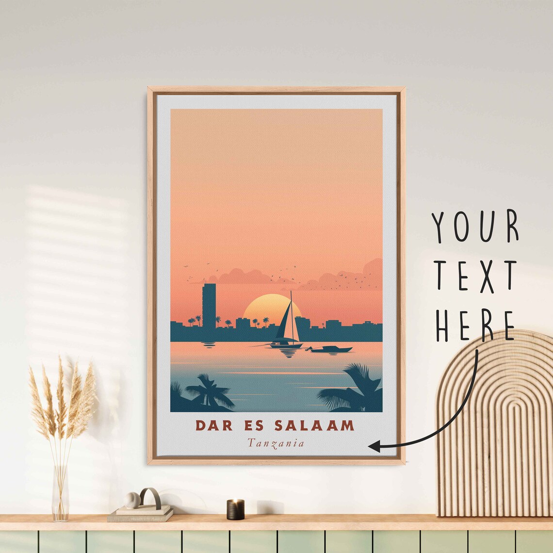 Dar Es Salaam Tanzania Harbor Dhow Sailboat Sunset Waterfront Poster