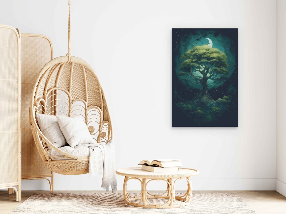 Tree In The Moonlight Framed Print Cool Wall Art Living Room Decor - Image 3