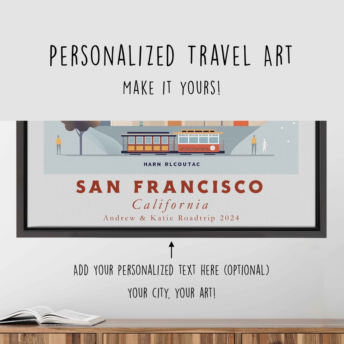 San Francisco Hills Cable Car Mission Houses Sunset View Travel Poster - Image 4