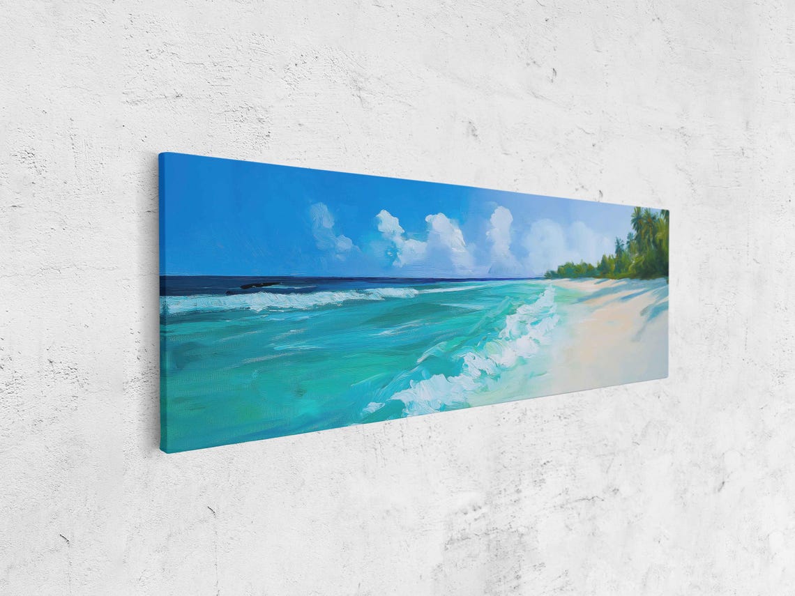 Tropical Beach Turquoise Waves White Sand Palm Trees Ocean Poster - Image 4