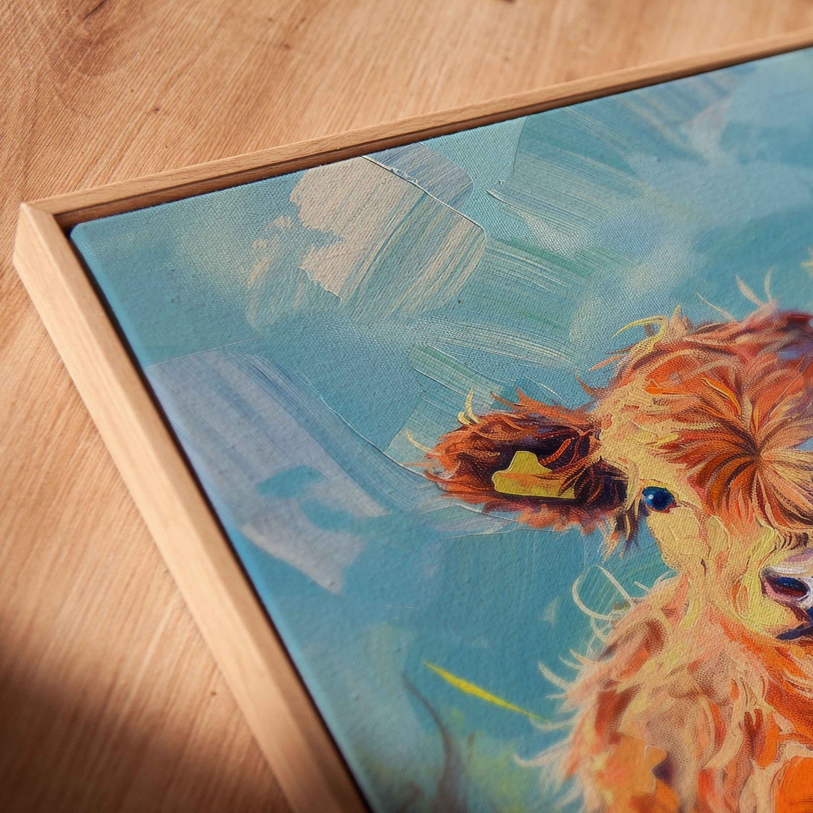 Highland Calves Trio Colorful Impressionist Acrylic Painting Poster - Image 2