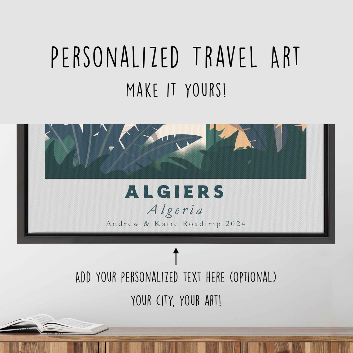 Algiers Algeria Coastal Mosque Beach Palm Trees Sunset Travel Poster - Image 4